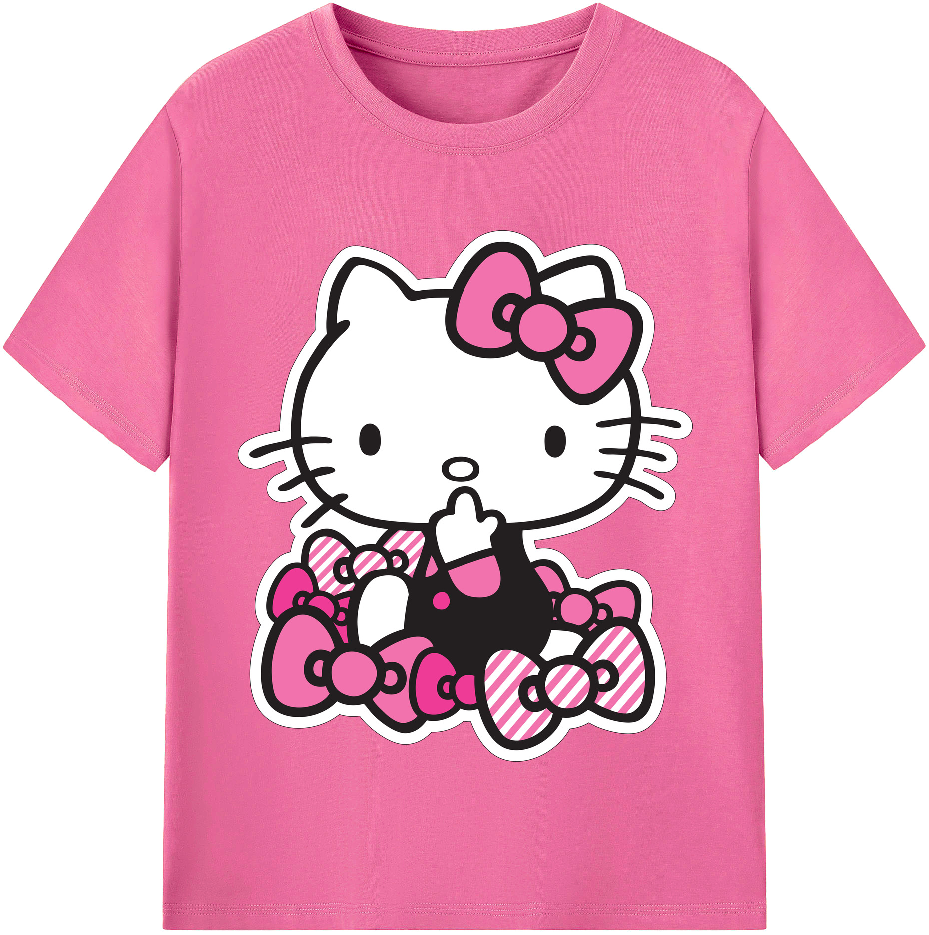 （画像用） Hello Kitty ハローキティ レディースカジュアルプリントTシャツ（綿100％）